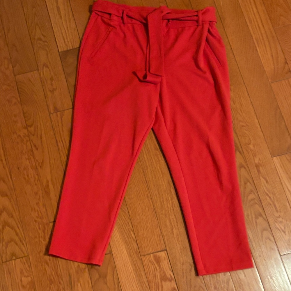 Red Tapered Drawstring Pants